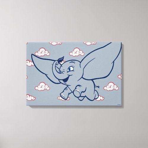 Dumbo  Cartoon Dumbo Flying With Feather Canvas Print