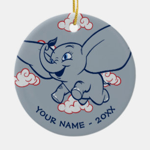 Dumbo Cartoon Dumbo Flying With Feather Ceramic Ornament