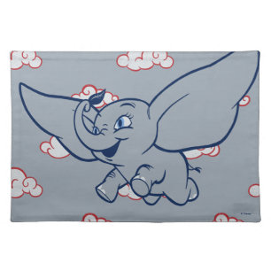 Dumbo Cartoon Dumbo Flying With Feather Cloth Placemat