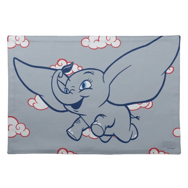 Dumbo | Cartoon Dumbo Flying With Feather Cloth Placemat (Front)