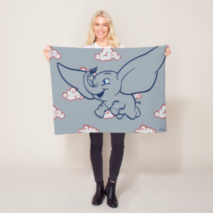 Dumbo Cartoon Dumbo Flying With Feather Fleece Blanket