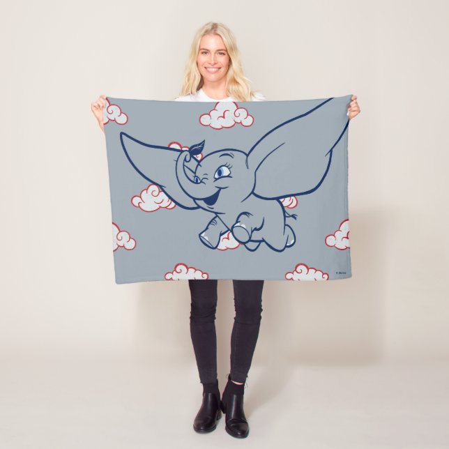 Dumbo | Cartoon Dumbo Flying With Feather Fleece Blanket (In Situ)