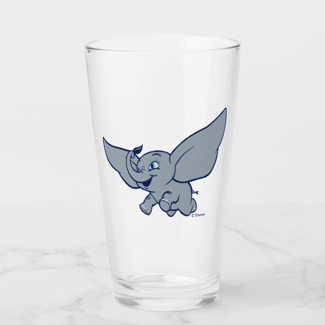 Dumbo | Cartoon Dumbo Flying With Feather Glass (Front)