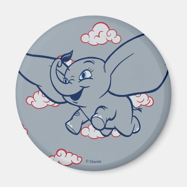 Dumbo | Cartoon Dumbo Flying With Feather Magnet (Front)