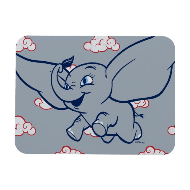 Dumbo | Cartoon Dumbo Flying With Feather Magnet (Horizontal)