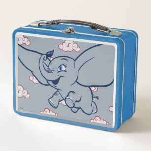 Dumbo Cartoon Dumbo Flying With Feather Metal Lunch Box