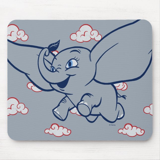Dumbo | Cartoon Dumbo Flying With Feather Mouse Pad (Front)