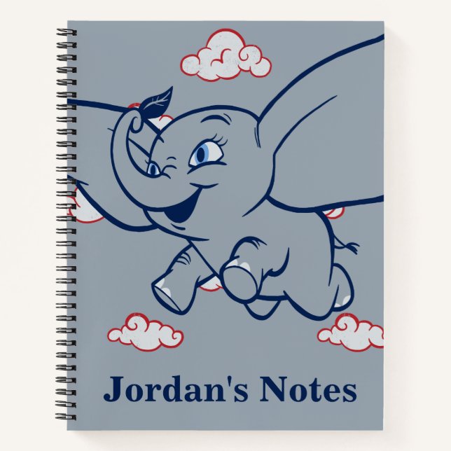 Dumbo | Cartoon Dumbo Flying With Feather Notebook (Front)
