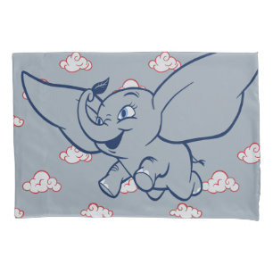 Dumbo Cartoon Dumbo Flying With Feather Pillow Case