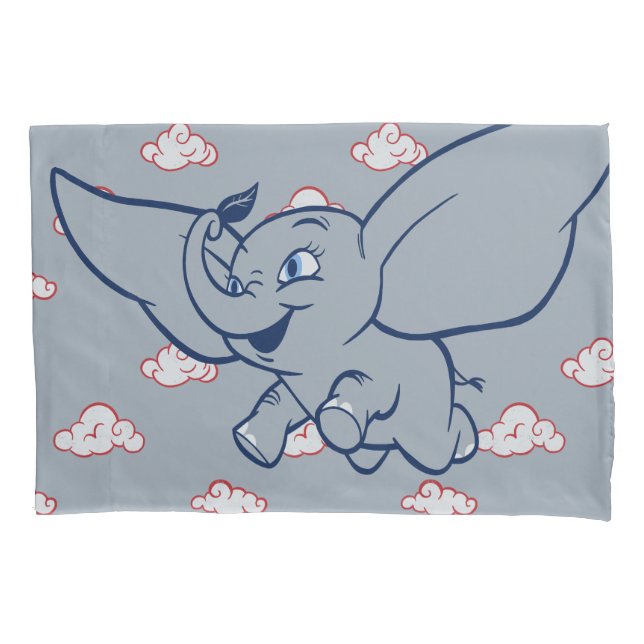 Dumbo | Cartoon Dumbo Flying With Feather Pillow Case (Front)