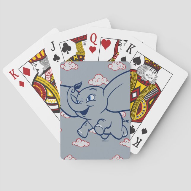 Dumbo | Cartoon Dumbo Flying With Feather Poker Cards (Back)
