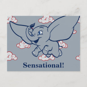 Dumbo   Cartoon Dumbo Flying With Feather Postcard