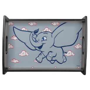 Dumbo   Cartoon Dumbo Flying With Feather Serving Tray