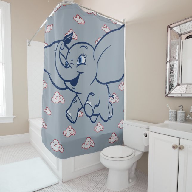 Dumbo | Cartoon Dumbo Flying With Feather Shower Curtain (In Situ)
