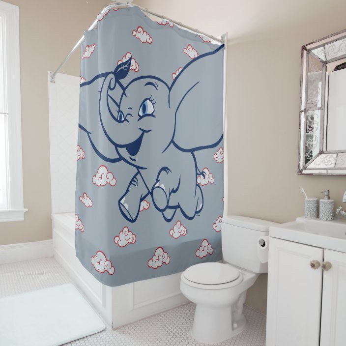 Dumbo Cartoon Dumbo Flying With Feather Shower Curtain