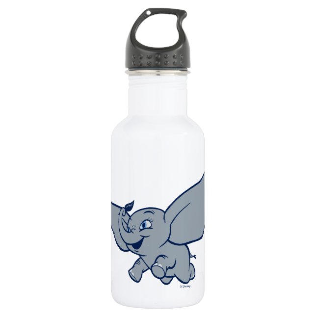 Dumbo | Cartoon Dumbo Flying With Feather Stainless Steel Water Bottle (Front)