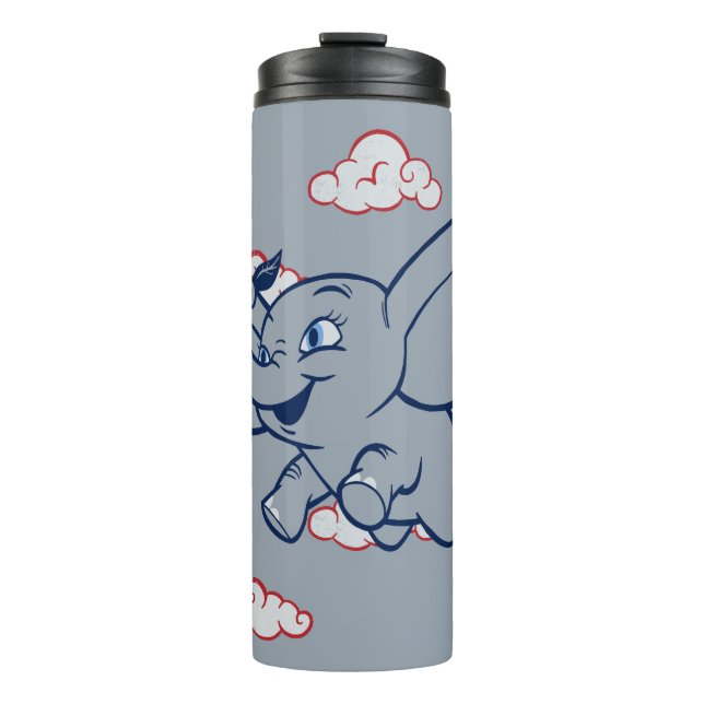 Dumbo | Cartoon Dumbo Flying With Feather Thermal Tumbler (Front)