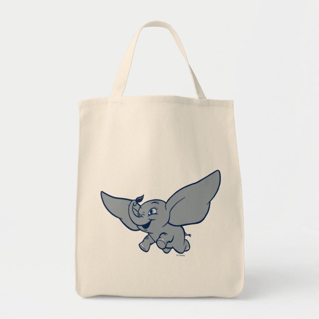 Dumbo | Cartoon Dumbo Flying With Feather Tote Bag (Front)