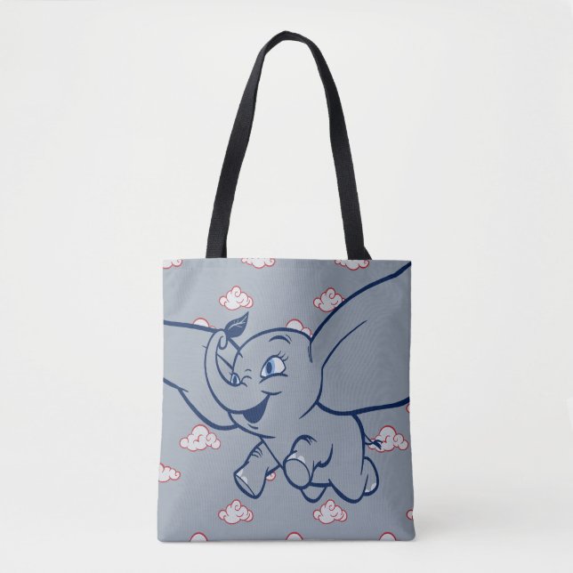 Dumbo | Cartoon Dumbo Flying With Feather Tote Bag (Front)