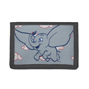 Dumbo   Cartoon Dumbo Flying With Feather Trifold Wallet