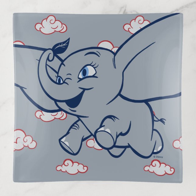 Dumbo | Cartoon Dumbo Flying With Feather Trinket Tray (Front)