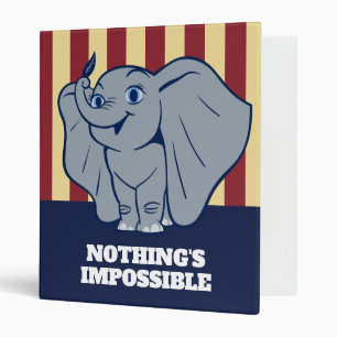 Dumbo   Cartoon Dumbo Holding Up Feather 3 Ring Binder