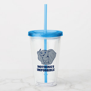 Dumbo Cartoon Dumbo Holding Up Feather Acrylic Tumbler
