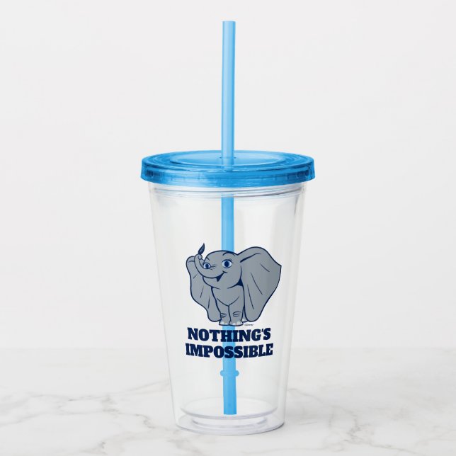 Dumbo | Cartoon Dumbo Holding Up Feather Acrylic Tumbler (Front)