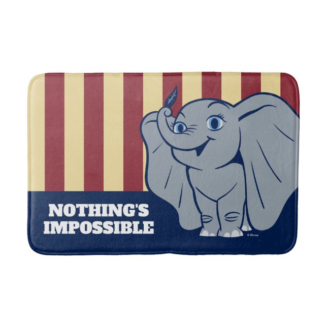 Dumbo | Cartoon Dumbo Holding Up Feather Bath Mat (Front)