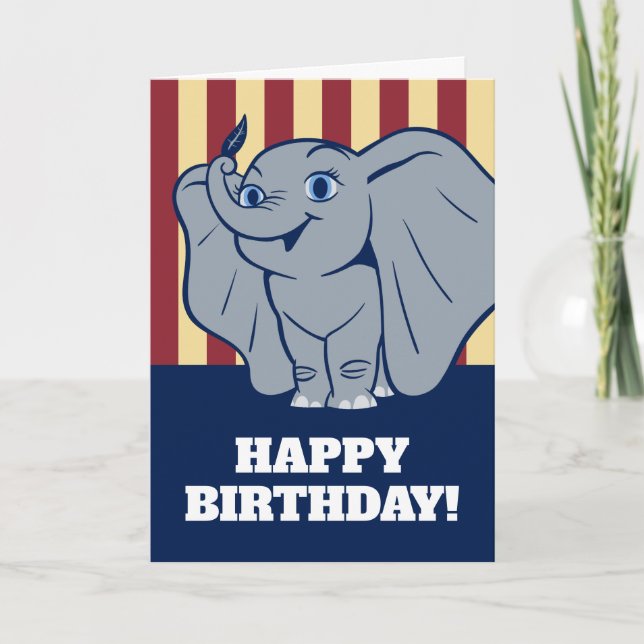 Dumbo | Cartoon Dumbo Holding Up Feather Card (Front)
