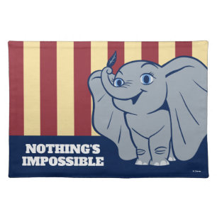 Dumbo Cartoon Dumbo Holding Up Feather Cloth Placemat