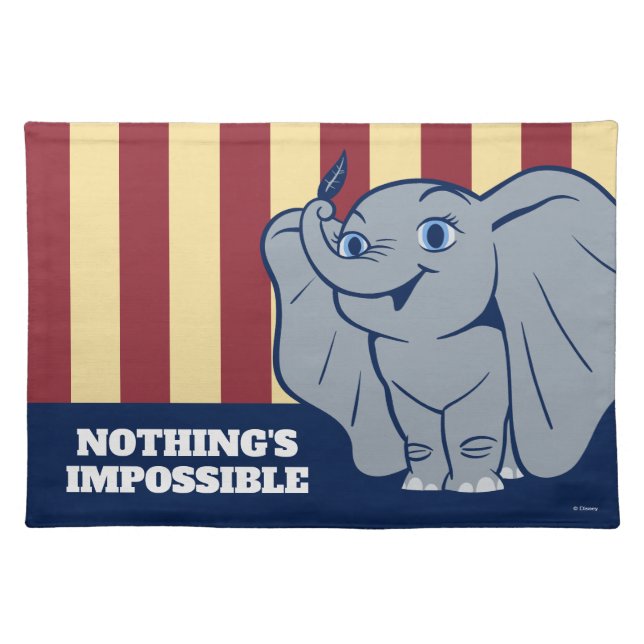 Dumbo | Cartoon Dumbo Holding Up Feather Cloth Placemat (Front)