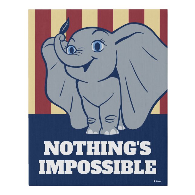 Dumbo | Cartoon Dumbo Holding Up Feather Faux Canvas Print (Front)