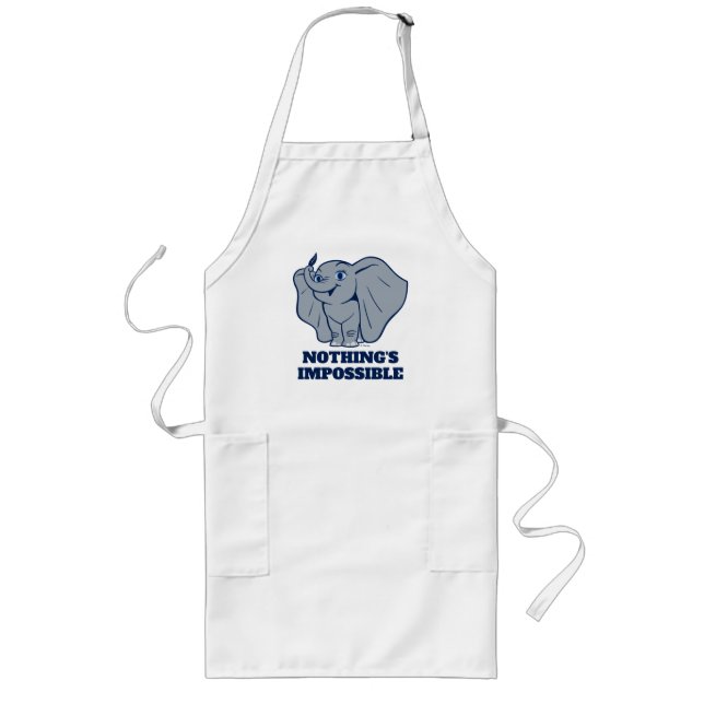 Dumbo | Cartoon Dumbo Holding Up Feather Long Apron (Front)