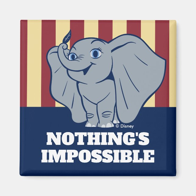 Dumbo | Cartoon Dumbo Holding Up Feather Magnet (Front)