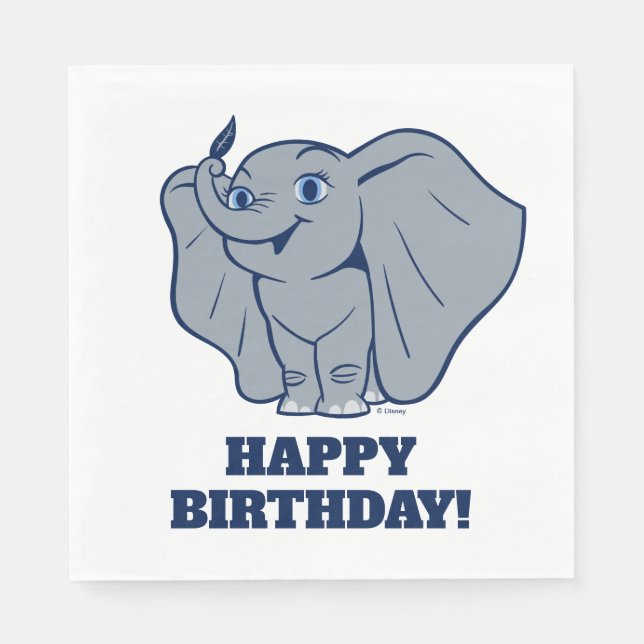 Dumbo | Cartoon Dumbo Holding Up Feather Napkins (Front)