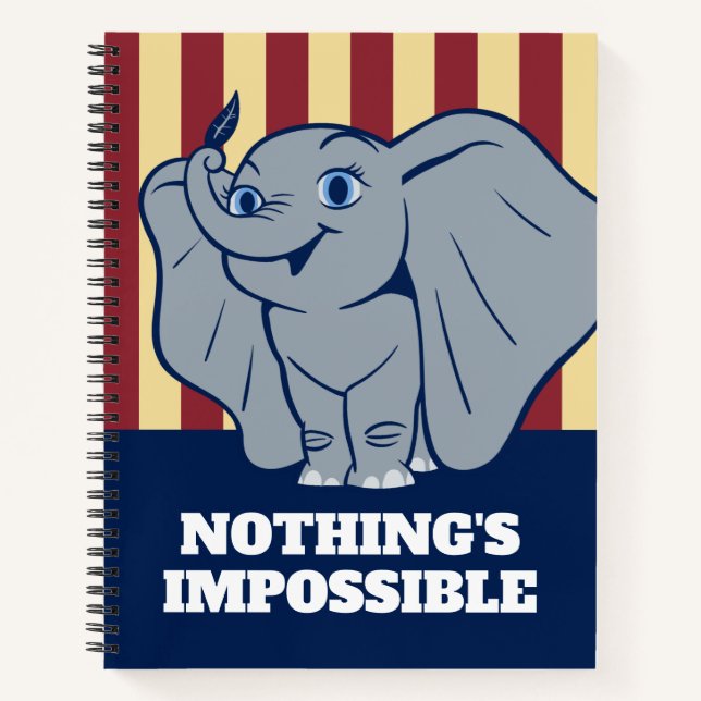 Dumbo | Cartoon Dumbo Holding Up Feather Notebook (Front)