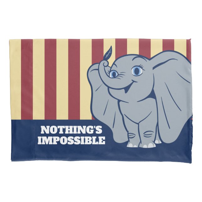Dumbo | Cartoon Dumbo Holding Up Feather Pillow Case (Front)