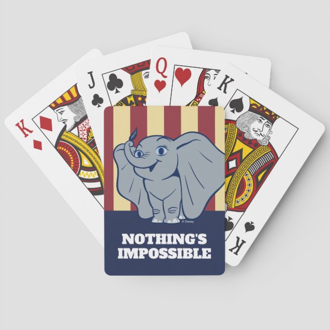 Dumbo | Cartoon Dumbo Holding Up Feather Poker Cards (Back)