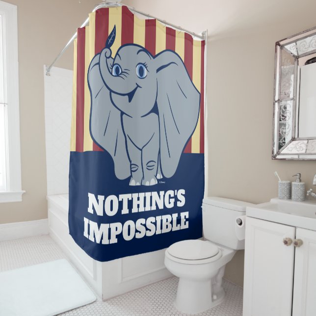 Dumbo | Cartoon Dumbo Holding Up Feather Shower Curtain (In Situ)