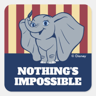 Dumbo Cartoon Dumbo Holding Up Feather Square Sticker