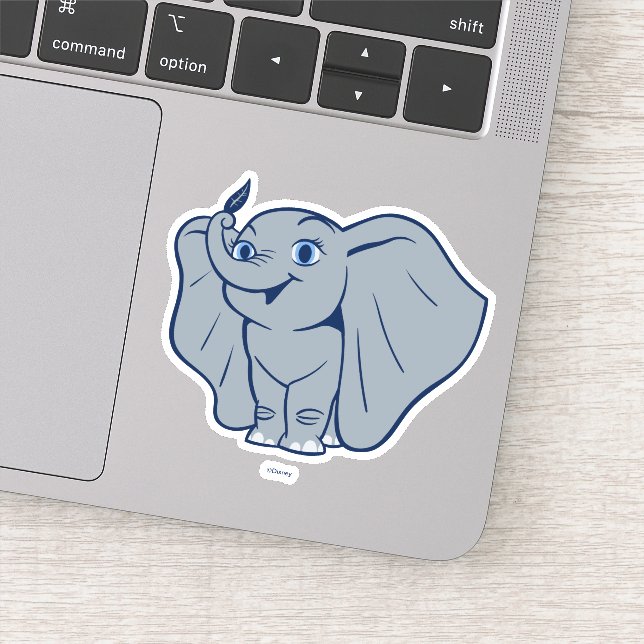 Dumbo | Cartoon Dumbo Holding Up Feather Sticker (Detail)