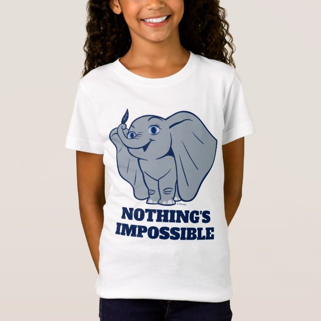 Dumbo | Cartoon Dumbo Holding Up Feather T-Shirt (Front)
