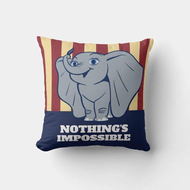 Dumbo | Cartoon Dumbo Holding Up Feather Throw Pillow (Front)