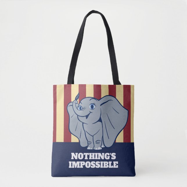 Dumbo | Cartoon Dumbo Holding Up Feather Tote Bag (Front)