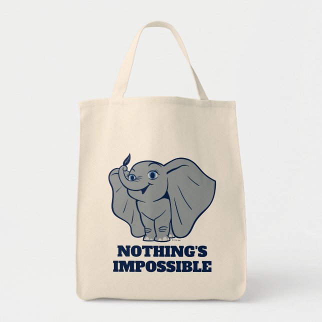 Dumbo | Cartoon Dumbo Holding Up Feather Tote Bag (Front)