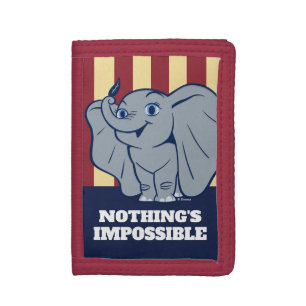 Dumbo Cartoon Dumbo Holding Up Feather Tri-fold Wallet