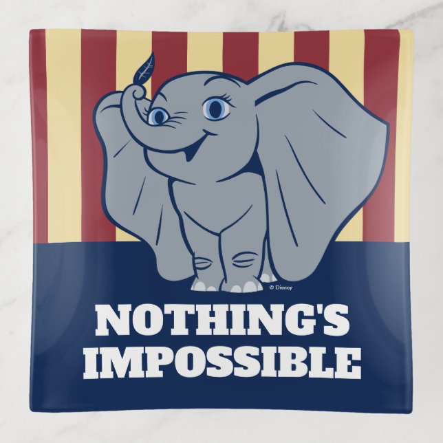 Dumbo | Cartoon Dumbo Holding Up Feather Trinket Tray (Front)