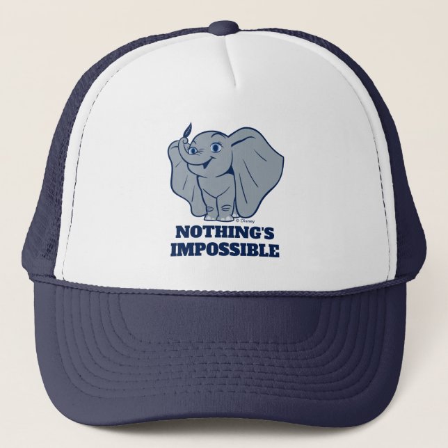 Dumbo | Cartoon Dumbo Holding Up Feather Trucker Hat (Front)