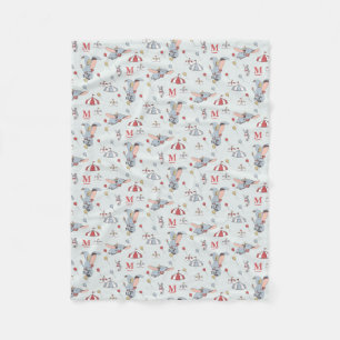Dumbo Circus Pattern Custom Initial Fleece Blanket